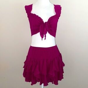 Victoria’s Secret vintage mesh ruffle top & skirt